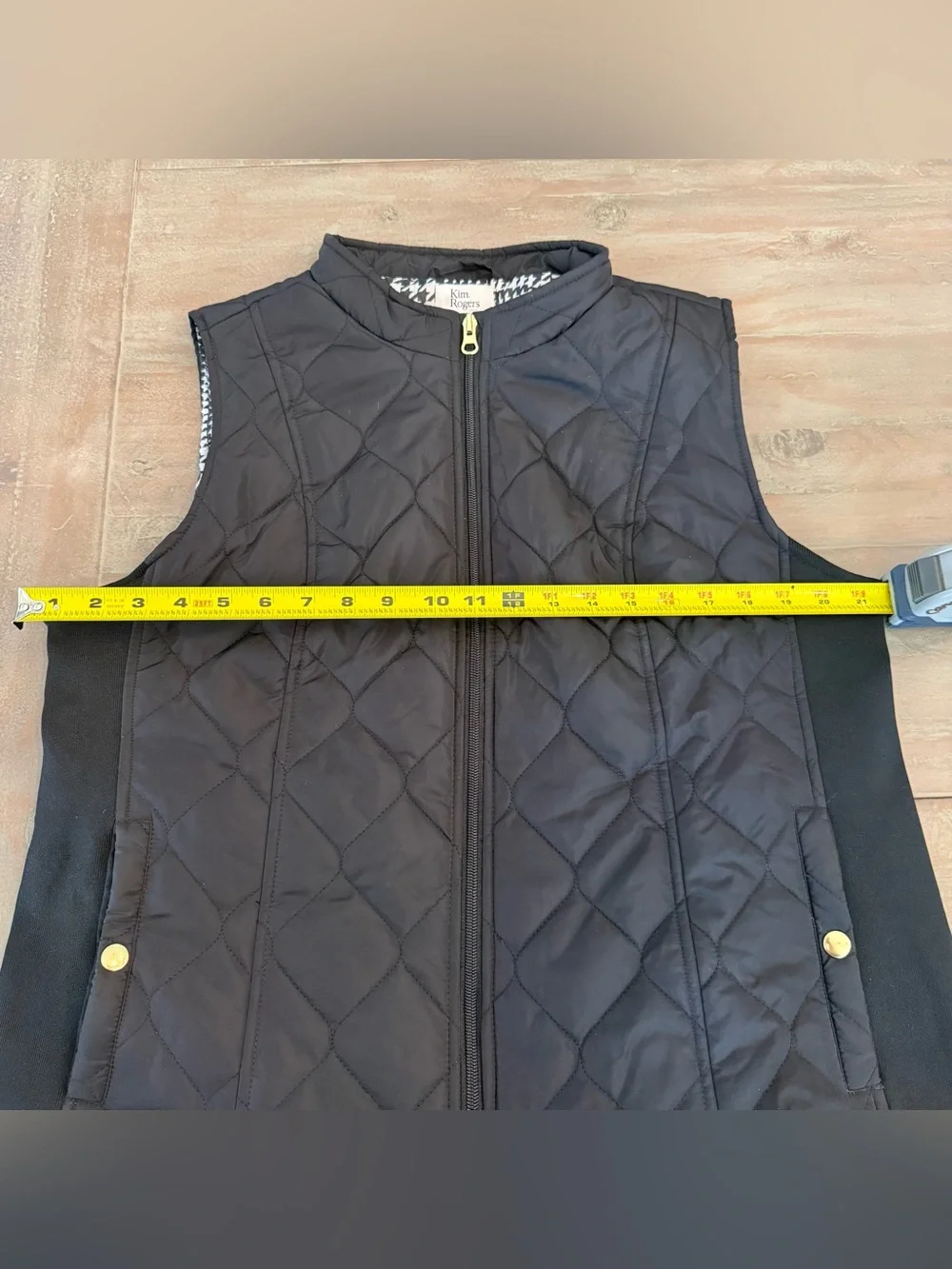 Kim Rogers Women’s Petite Side Ribbed Quilted Vest Black Sz LP Preowned